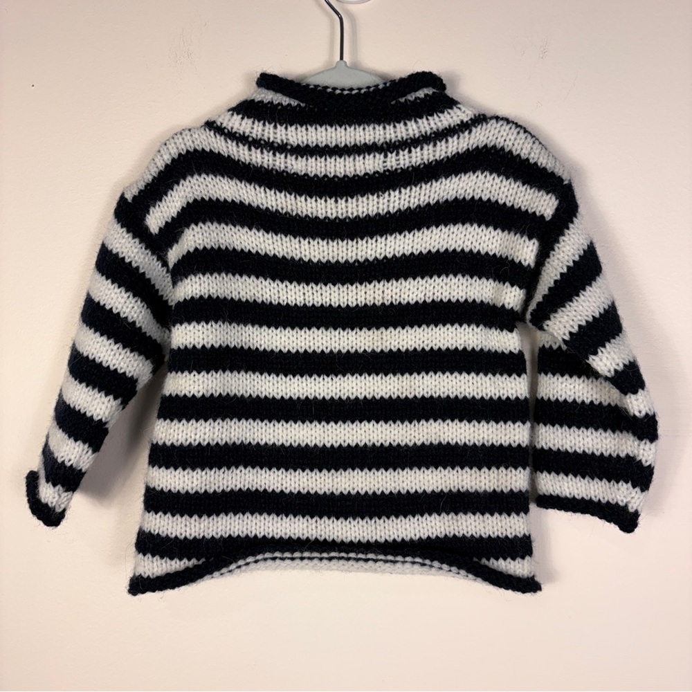 Alpaca Wool Striped Blue Lobster Sweater Crew Neck Beach Vacation - Picture 3 of 4